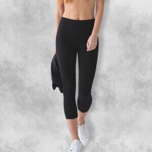 Lululemon Cropped Length Leggings High-Rise Waistband Stretchable Black W US 4